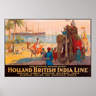 India line, landlord on elephant by the water poster