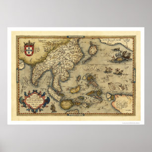 India Map By Ortelius 1570 Poster