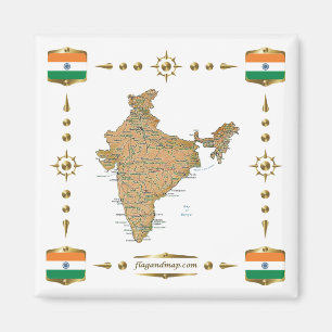 India Map + Flags Magnet