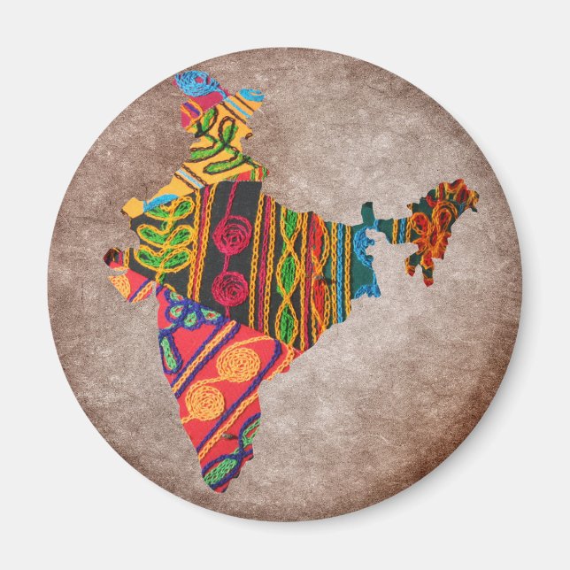 India Map Indian Embroidery Magnet (Front)