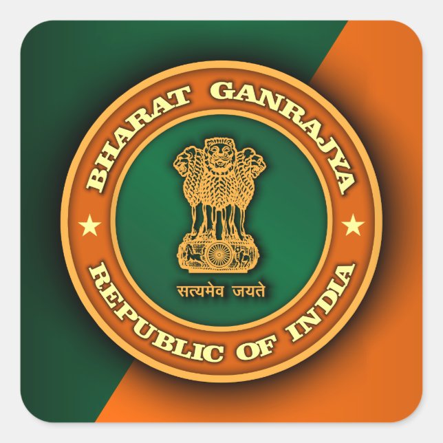 India Medallion Square Sticker (Front)