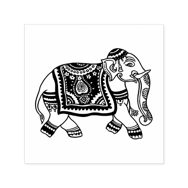 India Mehndi Elephant Image Only No Text Self-inking Stamp (Design)