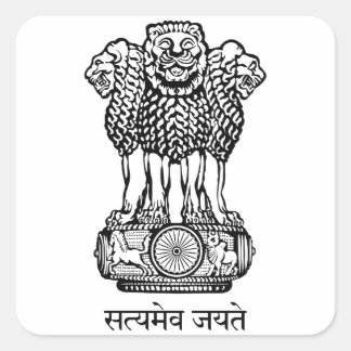 India National Emblem Square Sticker