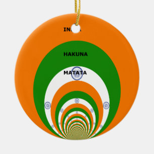 India National Flag Colours Design. Hakuna Matata Ceramic Tree Decoration