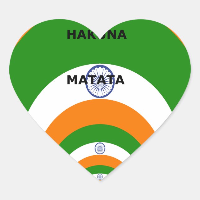 India National Flag Colours Design. Hakuna Matata Heart Sticker (Front)