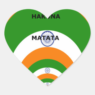 India National Flag Colours Design. Hakuna Matata Heart Sticker
