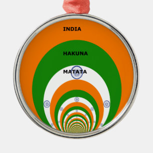 India National Flag Colours Design. Hakuna Matata Metal Tree Decoration