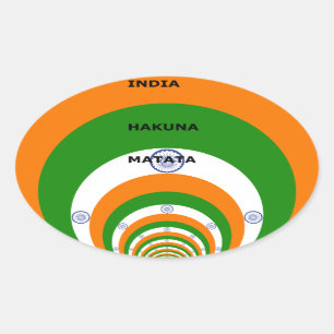 India National Flag Colours Design. Hakuna Matata Oval Sticker