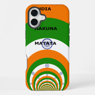 India National Flag Colours Design with "Hakuna Ma iPhone 16 Plus Case