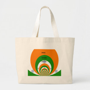 India National Flag Colours Design with "Hakuna Ma Large Tote Bag