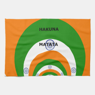 India National Flag Colours Design with "Hakuna Ma Tea Towel