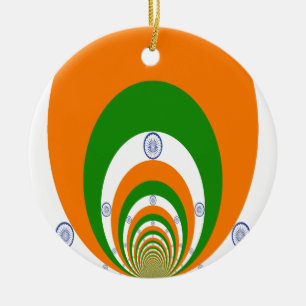 India National Flag Colours Kaleidoscope Ceramic Tree Decoration