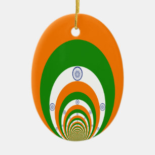 India National Flag Colours Kaleidoscope Ceramic Tree Decoration
