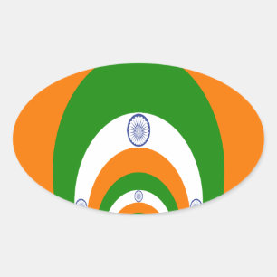 India National Flag Colours Kaleidoscope Oval Sticker