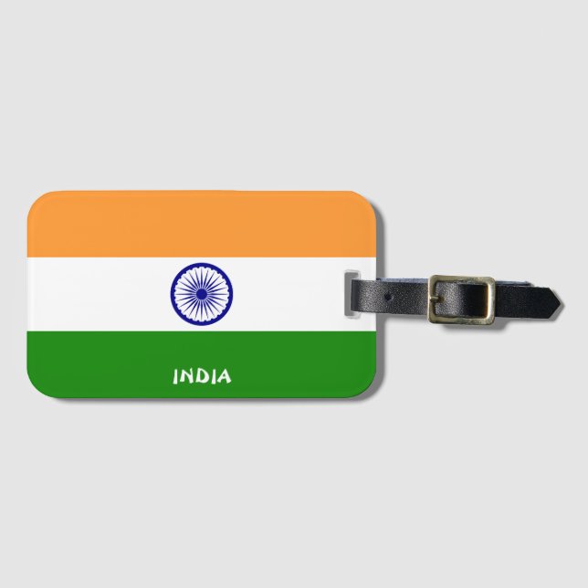 India National Flag Patriotic Luggage Tag (Front Horizontal)