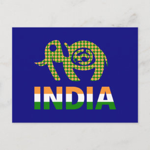 India, painted elephant postcard