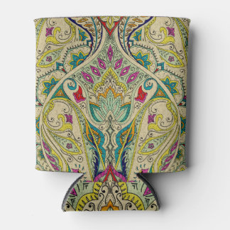 India paisley pattern, bohemian border. can cooler