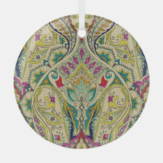 India paisley pattern, bohemian border. glass tree decoration