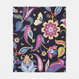 India paisley pattern fleece blanket