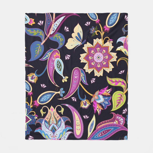 India paisley pattern fleece blanket (Front)