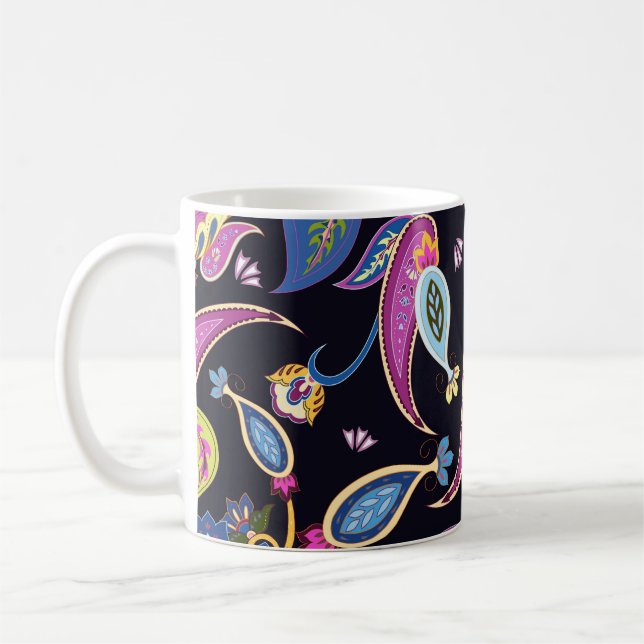 India Paisley Seamless Floral Ornament Coffee Mug (Left)