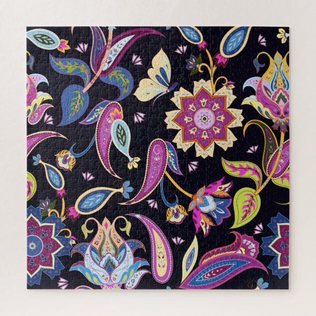 India Paisley Seamless Floral Ornament Jigsaw Puzzle (Vertical)