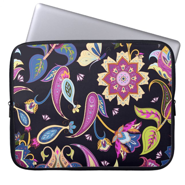 India Paisley Seamless Floral Ornament Laptop Sleeve (Front)