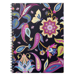 India Paisley Seamless Floral Ornament Notebook