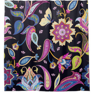 India Paisley Seamless Floral Ornament Shower Curtain