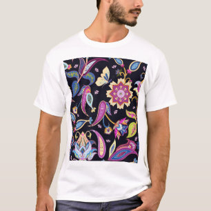 India Paisley Seamless Floral Ornament T-Shirt