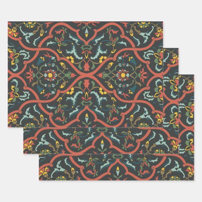 India print pattern wrapping paper sheet (Set)