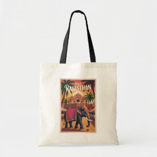India Rajasthan Illustration Travel Art Vintage Tote Bag