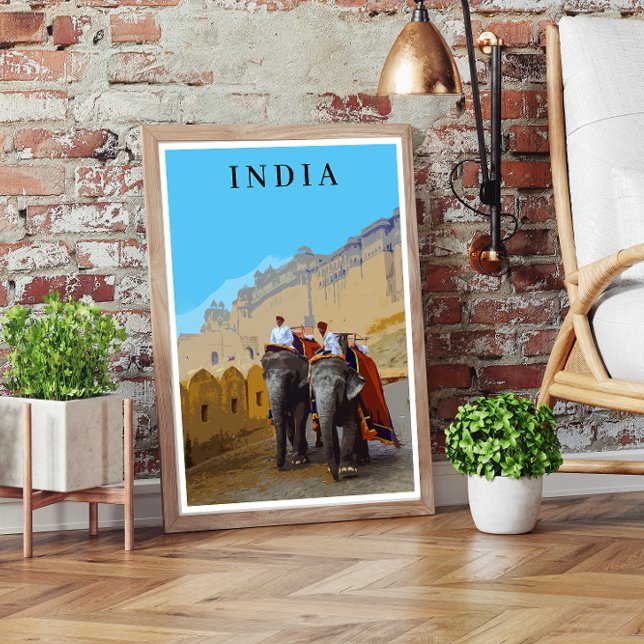 India Retro Style Elephants Travel Poster (Creator Uploaded)