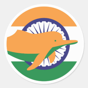 India River dolphin Indian National Animal Flag Classic Round Sticker