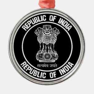 India Round Emblem Metal Tree Decoration