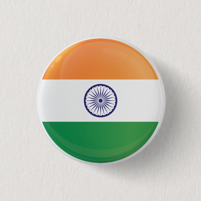 India  Round Icon Flag 3 Cm Round Badge (Front)