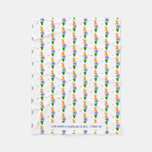 INDIA Scripture Christian LOVE COVERS White Fleece Blanket