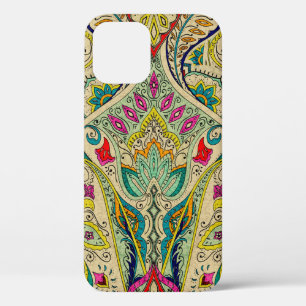 India seamless paisley pattern, decorative border. iPhone 12 case