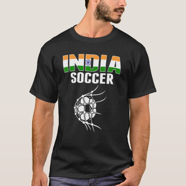 India Soccer Ball In Net Goal  Indian Football Sup T-Shirt (Front)
