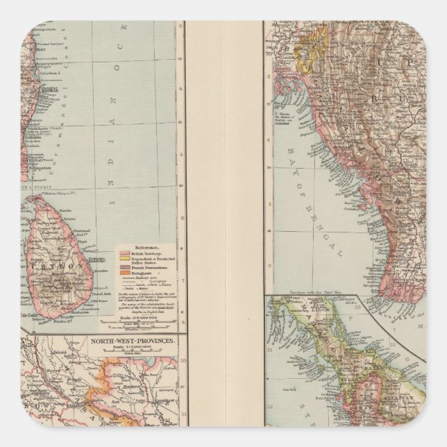 India South, Burma, Malay Peninsula Square Sticker (Front)