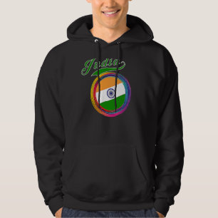 India Sports Holi Colour Framed India Flag Hoodie