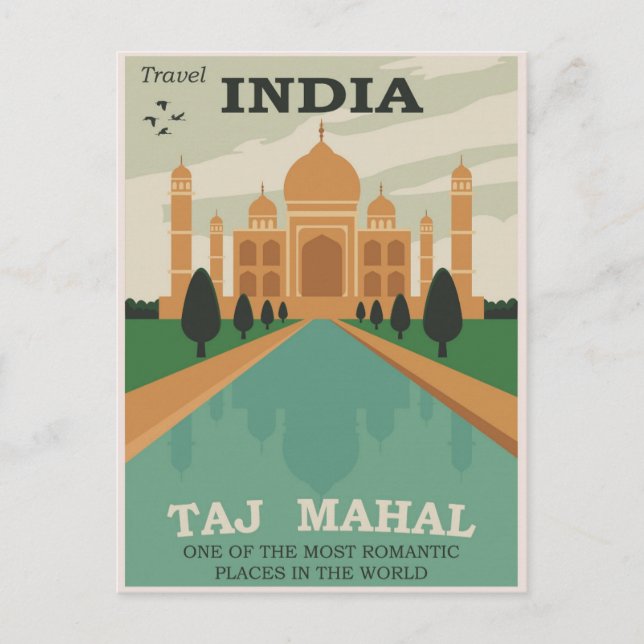 India Taj Mahal Vintage Travel Postcard (Front)