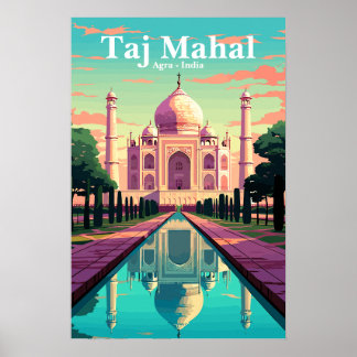 India Taj Mahal vintage travel poster