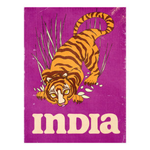 India Tiger Vintage travel poster