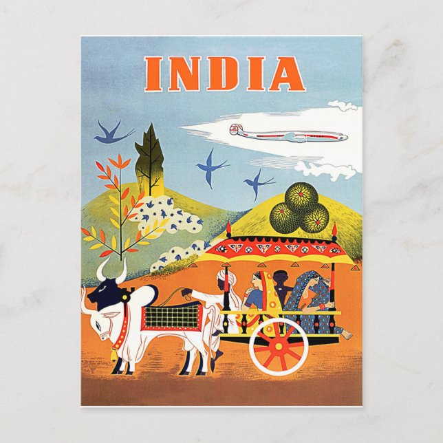 India, traditional art, people in chariots,vintage postcard (Front)