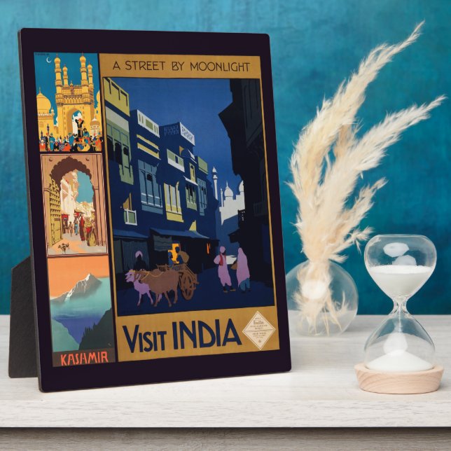 India Travel Poster collage plaque (Side)