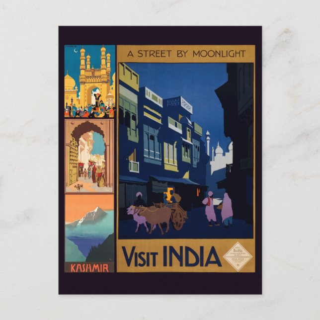 India Travel Poster collage postcards (Front)