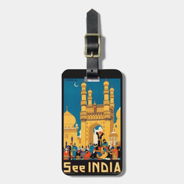 India Travel Poster custom luggage tag (Front Vertical)