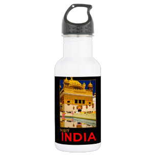 India travel poster indian vintage art 532 ml water bottle