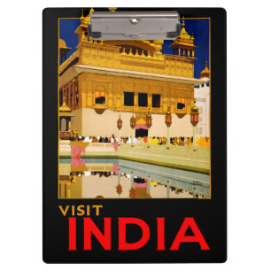 India travel poster indian vintage art clipboard